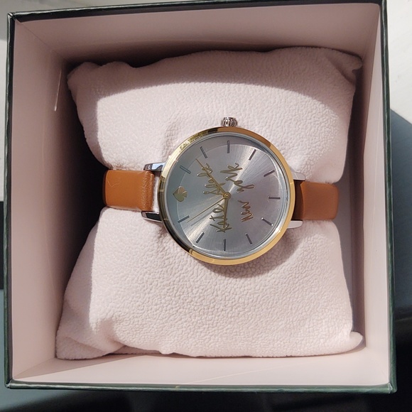 Kate Spade 💛🤎 New York Logo Two-Tone Dial, Leather Strap Watch, 34mm, 🆕 - Picture 8 of 14
